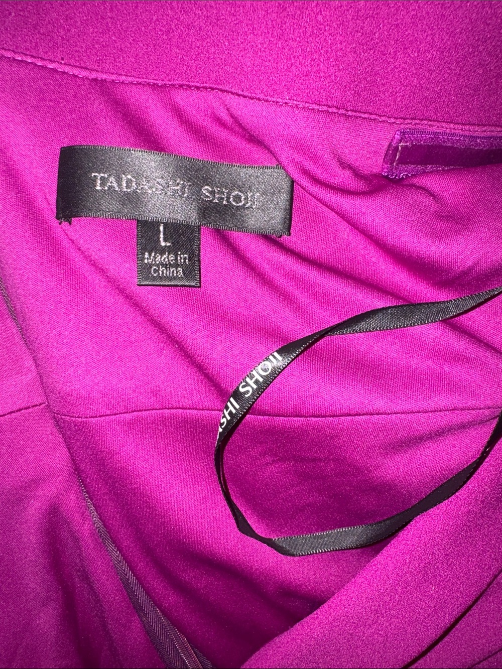 NEW TADASHI SHOJI TALISE waterfall Cascade magenta Ruffle Portrait Neck Gown L - Picture 6 of 12